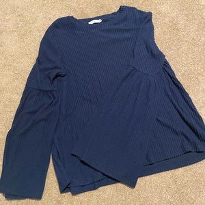 Navy Bell Sleeve Knit Top